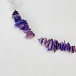 Колье из Чароита, Лунного кмня и Флюорита - Радуга самоцветов фото 4