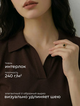 Футболка - поло женская MINAKU, размер 42-44 (S), интерлок, шоколадная  фото 2