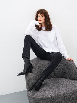 Утепленные женские джинсы широкого кроя на флисе - Mossmore фото 19