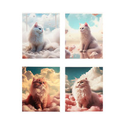 Цена за 4 шт. Тетрадь 96 листов в клетку Calligrata «Кошка в облаках», обложка мелованный картон, глянцевая ламинация, блок офсет МИКС