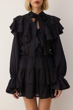 Bordo F?rf?r Detayl? Boho K?sa / Mini Dokuma Elbise TWOAW26EL00309 - Trendyolmilla фото 7