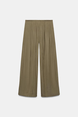 PANTAL?N FLUIDO PALAZZO / Khaki oscuro