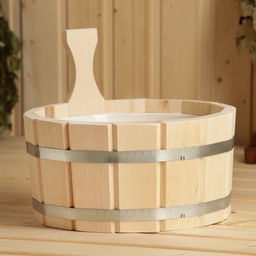 Шайка - ушат для бани и сауны, 4 л, деревянная, пластиковая вставка, «Добропаровъ»