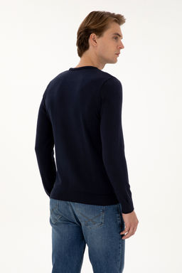Erkek Slim Fit Bisiklet Yaka Lacivert Basic Kazak - U.s. polo assn фото 12