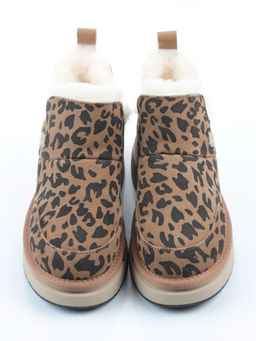 04-PAJW01-5Z BROWN/LEOPARD Ботинки зимние женские (натуральная замша, 100% шерсть, натуральный мех)