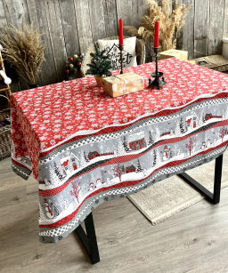 Скатерть из рогожки Нарядная Сказка Бордо 150х180 - Амавес-текстиль фото 6