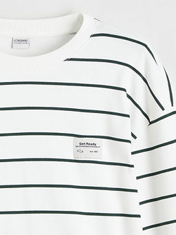 Bisiklet Yaka ?izgili Erkek ?ocuk Sweatshirt