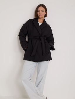 Куртка с поясом N055/charcoal