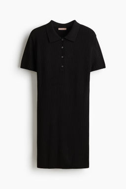 Vestido de punto acanalado con cuello camisero