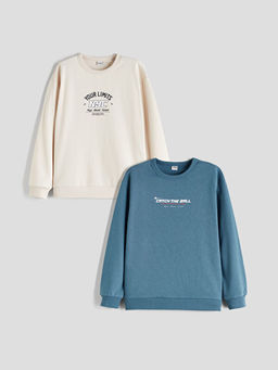 Bisiklet Yaka Erkek ?ocuk Sweatshirt 2li