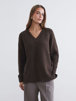 V Yaka Kad?n Triko Kazak