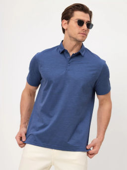 Джемпер мужской с воротником поло короткий рукав GREG G144-PM124T-LT1631 (синий)