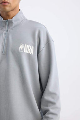 DeFactoFit NBA Oversize-толстовка широкого кроя с воротником-стойкой и воротником-стойкой из ткани для подводного плавания с аквалангом  фото 5