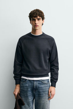 SUDADERA CREWNECK LAVADA / Gris antracita - Zara фото 2
