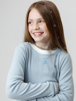 КР 301911/серо-голубой 1362 к655 лонгслив (футболка дл.рукав) для дев - Crockid фото 3