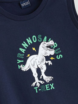 Bisiklet Yaka Dinozor Bask?l? Erkek ?ocuk Atlet