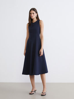 Bisiklet Yaka Peplum Elbise