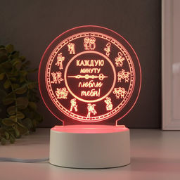 Светильник 3D RISALUX «Каждую минуту люблю тебя», LED-ночник, RGB, от сети