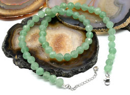 Бусы из камня кальцита граненые 8мм цв.авантюрин зеленый, 48см