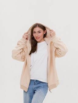 308 Зип толстовка оверсайз, беж - Knitka wear фото 5