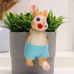 Фигурка для флорариума Зайчишка с розой, декор на кашпо, 17?7?7 см