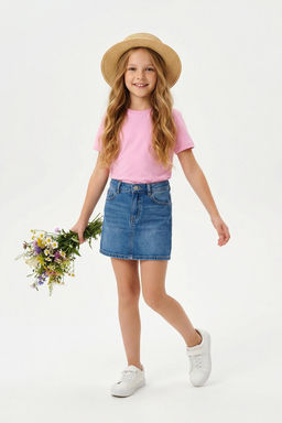 Pembe K?z Cocuk %100 Pamuk Basic K?sa Kol Orme T-Shirt TKDSS25TS00007 - Trendyolmilla фото 3