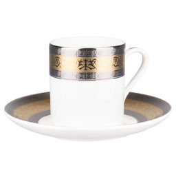 41480 GIPFEL Кофейная пара HERMES (чашка 90 мл, блюдце 13 см). Материал: костяной фарфор. Цвет: белый с золотым.