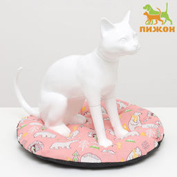 Лежак для животных Мишка в облаках, 40 х 40 х 10 см, розовый - Пижон фото 2