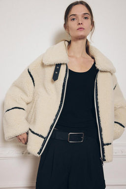 FAUX SHEARLING BIKER JACKET ZW COLLECTION - Zara фото 11
