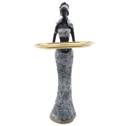 Фигурка декоративная "Африканка" с подносом, L22,5 W16,5 H45 см