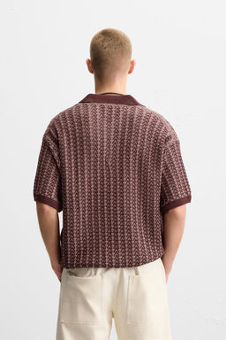 CONTRAST TEXTURED KNIT POLO SHIRT - Zara фото 3