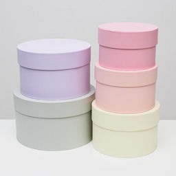 Набор круглых подарочных коробок 5 в 1 «Дымка», 23×23×14 - 15×15×10 см