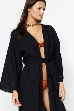 Ekru Kusakl? Dokuma Serit Aksesuarl? Midi Plaj Kimono&Kaftan TBESS21KM0008 - Trendyolmilla фото 13