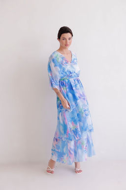 Martichelli Платье голубое с принтом воздушное  фото 4