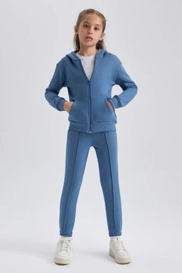 Кардиган с капюшоном для девочки из плотной ткани и мягким пухом - Defacto фото 2