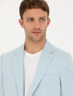 A__k Mavi Ex. Slim Fit Keten Kar___ml_ Ceket