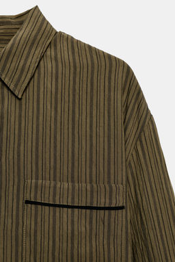CAMISA FLUIDA RAYAS ZW COLLECTION / Marr?n-Azul - Zara фото 8