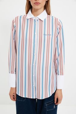 TRENDYOLMILLA X Sagaza Studio Cok Renkli Cizgili Nak?sl? Gomlek TPRAW22GO1090  фото 5