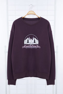 Mor Oversize/Genis Kesim Nak?sl? Ici Polar/S?cak Tutan Sweatshirt TMNAW25SW00025 - Trendyolmilla фото 6