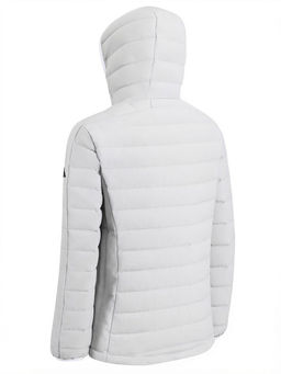 Куртка женская стёганая с капюшоном с графеновой подкладкой светло-бежевого цвета 9624_1SB