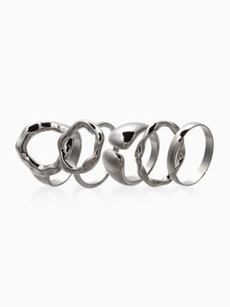 Набор колец 5 шт "Новый стиль" мятый, размер МИКС, цвет серебро