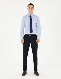 Koyu Mavi Slim Fit Uzun Kollu Basic G_mlek