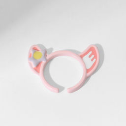 Цена за 2 шт. Кольцо «Монстрик» уши, цвет бело-розовый, безразмерное