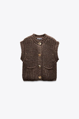 CHUNKY KNIT WAISTCOAT - Zara фото 7