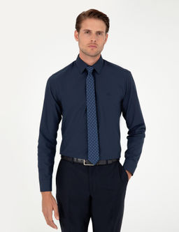 Lacivert Slim Fit Uzun Kollu Basic G_mlek