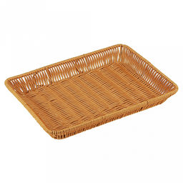 Корзина-сухарница плетеная "Кондитер" 33х23,5см h3,5см, полипропилен, медовый, металлический каркас, форма "прямоугольная" (Китай)