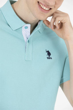 Мужская мятная футболка с воротником поло Basic - U.s. polo assn фото 14