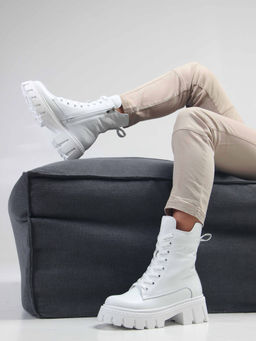 Ботинки 346.чанкиw. Белый бартон/Шерсть