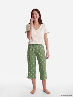 V Yaka Kad?n Kaprili Pijama Tak?m?