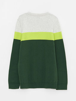 Bisiklet Yaka Renk Bloklu Uzun Kollu Erkek ?ocuk Triko Kazak - Waikiki фото 2